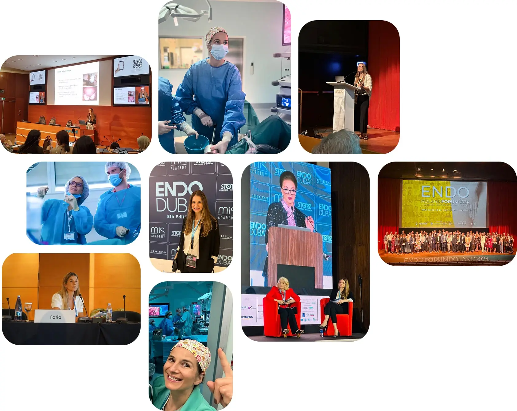 photo gallery of Dra Joana Faria operating and performing lectures